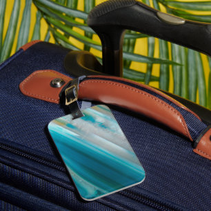 Étiquette À Bagage Motif d'agate à bande bleue turquoise