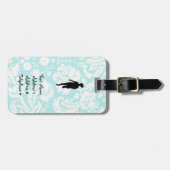 Étiquette À Bagage Motif Damas ; Fille en cours (Devant horizontal)