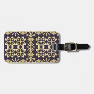 Étiquette À Bagage Motif damassé vintage, or