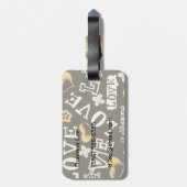 Étiquette À Bagage Motif d'amour tiré à la main (Dos Vertical)
