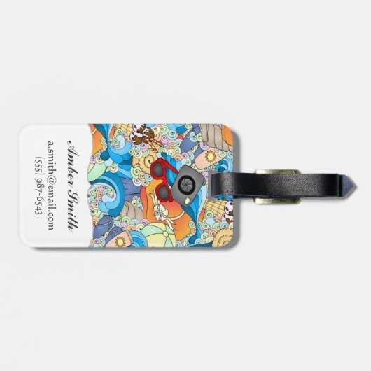 Étiquette À Bagage Motif d'amusement d'été (Dos horizontal)