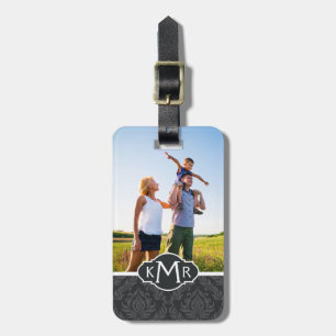 Étiquette À Bagage Motif d'analyse de la photo et du monogramme perso