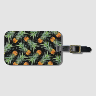 Étiquette À Bagage Motif d'ananas tropical sur noir