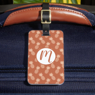 Étiquette À Bagage Motif d'ananas tropique Terracotta & Peach