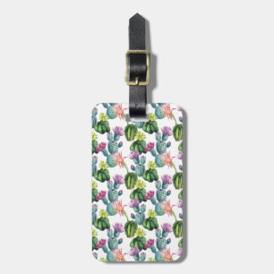 Étiquette À Bagage Motif d'art de cactus d'aquarelle