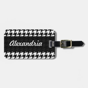 Étiquette À Bagage Motif d'art décoratif noir blanc Houndstooth