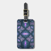 Étiquette À Bagage motif d'art fractal 3D Turquoise violet rose (Devant Vertical)