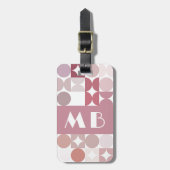 Étiquette À Bagage Motif d'art rétro rose pâle personnalisé Mauve Tau (Devant Vertical)