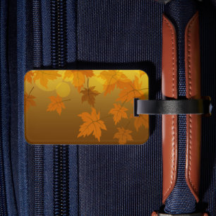 Étiquette À Bagage Motif d'automne avec feuilles d'érable en chute et