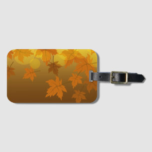 Étiquette À Bagage Motif d'automne avec feuilles d'érable en chute et