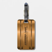 Étiquette À Bagage Motif de bandes de cuivre Faux métalliques (Dos Vertical)