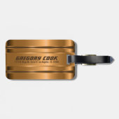 Étiquette À Bagage Motif de bandes de cuivre Faux métalliques (Dos horizontal)