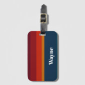 Étiquette À Bagage Motif de bandes de nom personnalisé (Devant Vertical)