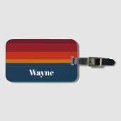 Étiquette À Bagage Motif de bandes de nom personnalisé (Devant Horizontal)