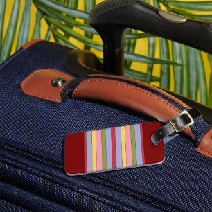 Étiquette À Bagage Motif de bandes verticales colorées