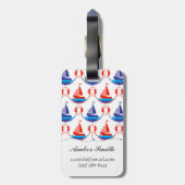 Étiquette À Bagage Motif de bateau à voile (Dos Vertical)