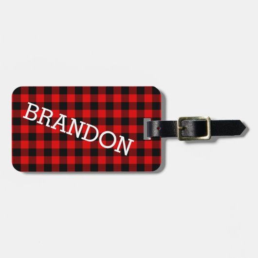 Étiquette À Bagage Motif de bison noir sur mesure (Devant horizontal)