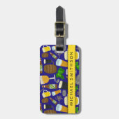 Étiquette À Bagage Motif de bouteilles de verre de bière et d'orge (Devant Vertical)