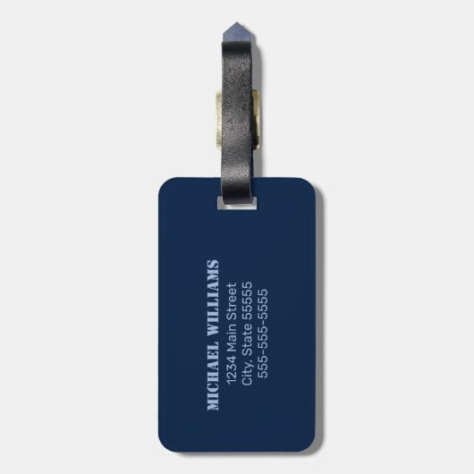 Étiquette À Bagage Motif de camouflage bleu Monogramme initial (Dos Vertical)