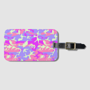 Étiquette À Bagage Motif de camouflage rose mignon