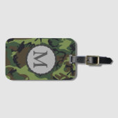 Étiquette À Bagage Motif de camouflage vert classique monogrammé (Devant Horizontal)