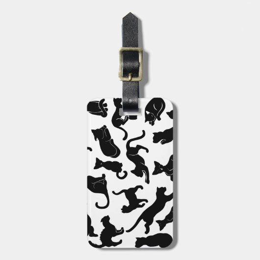 Étiquette À Bagage Motif de chat noir (Devant Vertical)