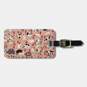 Étiquette À Bagage Motif de chat Ukiyo-e japonais vintage : Kuniyoshi