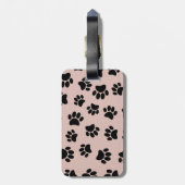 Étiquette À Bagage Motif de chien noir sur or Rose (Dos Vertical)