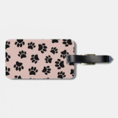 Étiquette À Bagage Motif de chien noir sur or Rose (Dos horizontal)