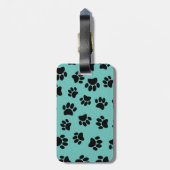Étiquette À Bagage Motif de chien noir sur Turquoise (Dos Vertical)