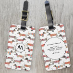 Étiquette À Bagage Motif de chiens Monogram Dachshund<br><div class="desc">Mignonne petite saucisse Dachshund ou des chiens édulcorés en laine. Parfait pour les amoureux de les chiens et les promeneurs de chiens. Art original de Nic Squirrell. Modifiez l'initiale du monogramme sur le devant et les coordonnées sur le dos.</div>