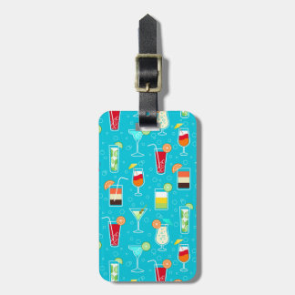 Étiquette À Bagage Motif de cocktails sur Arrière - plan Turquoise