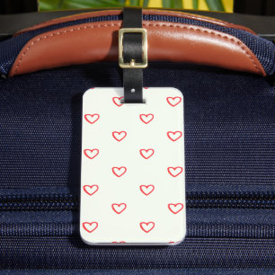 Étiquette À Bagage Motif de cœurs rouges, Mignon, Amour