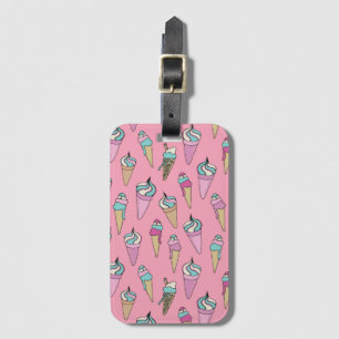 Étiquette À Bagage Motif de cône de glace rose