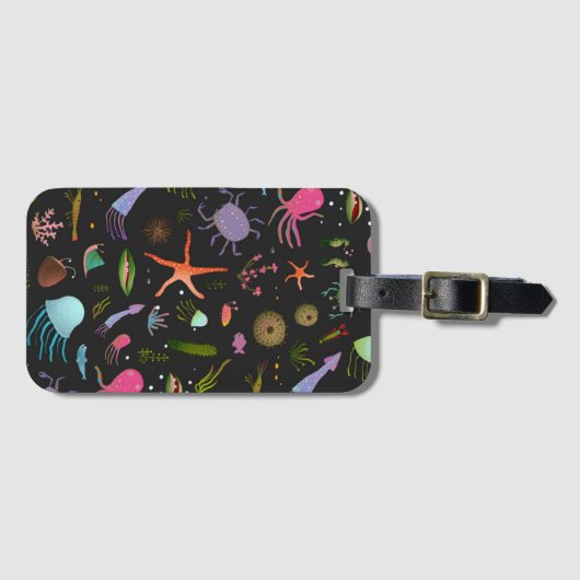 Étiquette À Bagage Motif de créatures de mer (Devant Horizontal)