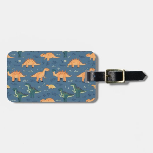 Étiquette À Bagage Motif de dinosaure préhistorique t rex (Devant horizontal)