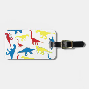 Étiquette À Bagage Motif de dinosaures de couleur primaire