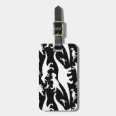 Étiquette À Bagage Motif de dinosaures noir et blanc (Devant Vertical)