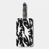 Étiquette À Bagage Motif de dinosaures noir et blanc (Dos Vertical)