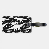 Étiquette À Bagage Motif de dinosaures noir et blanc (Dos horizontal)