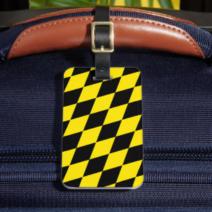 Étiquette À Bagage Motif de drapeau bavarois diamant noir et jaune