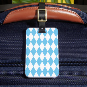Étiquette À Bagage Motif de drapeau bavarois en losanges bleu et blan
