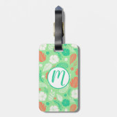 Étiquette À Bagage Motif de feuillage vert et orange (Dos Vertical)