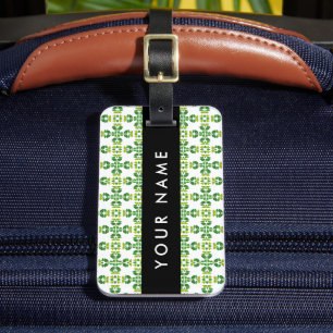 Étiquette À Bagage Motif de feuille, feuilles vertes, votre nom
