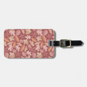 Étiquette À Bagage Motif de feuilles de Marsala (Devant horizontal)