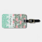 Étiquette À Bagage Motif de feuilles de palmier pour Flamants roses r (Devant horizontal)