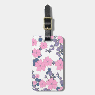 Étiquette À Bagage Motif DE FLEURS ROSE ET PURPLE