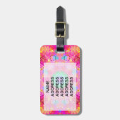 Étiquette À Bagage Motif de fractale d'étoiles et de bulles de rose (Devant Vertical)