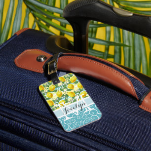 Étiquette À Bagage Motif de fruit de citron d'été méditerranéen perso
