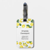 Étiquette À Bagage Motif de fruits aux citrons jaunes (Dos Vertical)